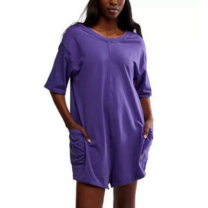 FP Movement by Free People Hot Shot Tee Romper Small NWT Purple